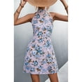 thumbnail image 3 of INFITTY Women Summer Dress Sleeveless Dress Halter Neck Mini Floral Print Crew Neck, 3 of 5