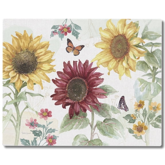 CounterArt Sunflower Splendor 3mm Tempered Glass Cutting Board 15" by 12"