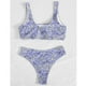 thumbnail image 3 of Conjunto de bikini HUOGUO para mujer, corte alto, con cordones y estampado de rayas, 3 of 4