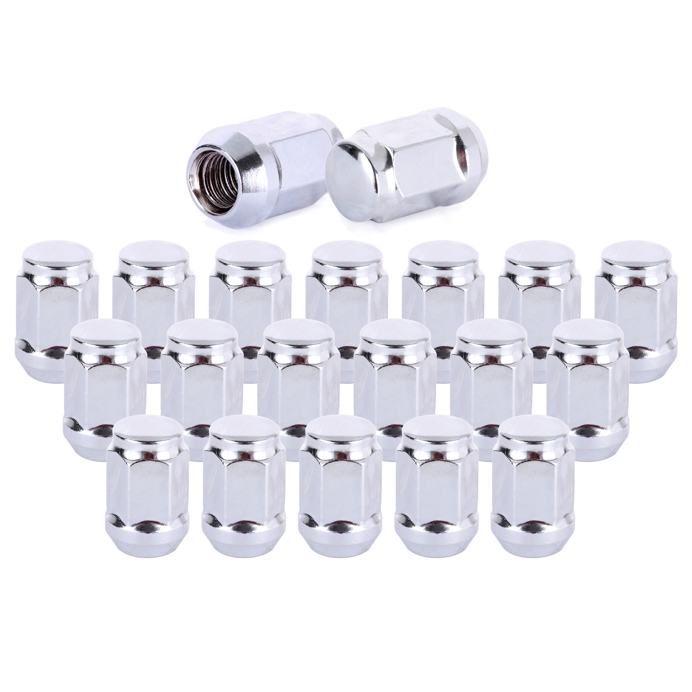 cciyu Set of 20 Silver Spline Chrome Wheel lug Nuts 12x1.5 for Ford for Lincoln for Mercury 1989-2015