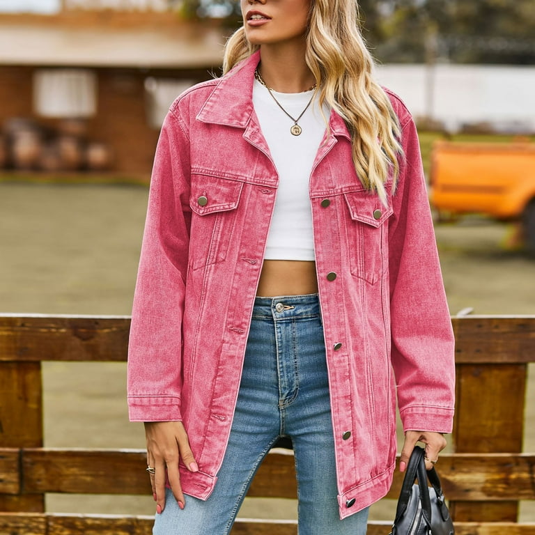 Denim Jacket for Women Womens Plus Denim Stretch Denim Jacket