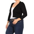 thumbnail image 3 of Women's Plus Size Long Sleeves Lightweight Open Solid Sweater Bolero Cardigan S-3XL, 3 of 5