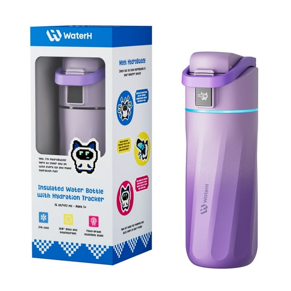 BOOST Smart Water Bottle with Reminder & Tracker, 16oz Kids Water Bottle for School, DIY Refrigerator Magnets, BPA-Free Vacuum Insulated Stainless Steel, Ideal Gift, Mauve