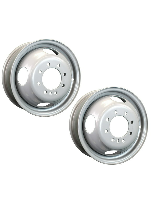 2-Pack Dually Dual Silver Grey Trailer Wheel Rim 16 Inch 16X6 8 Lug On 6.5 Inch