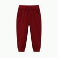 thumbnail image 5 of Ccpelsie Boys Pants Winter Thicken Warm Sherpa Lined Fleece Sweatpants Drawstring Elastic Waist Jogger Trousers(Wine,2-3 Years), 5 of 5