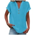 thumbnail image 1 of Camiseta sin mangas de verano holgada con cuello en V y pliegues para mujer: blusa fluida sin mangas con dobladillo curvo., 1 of 5