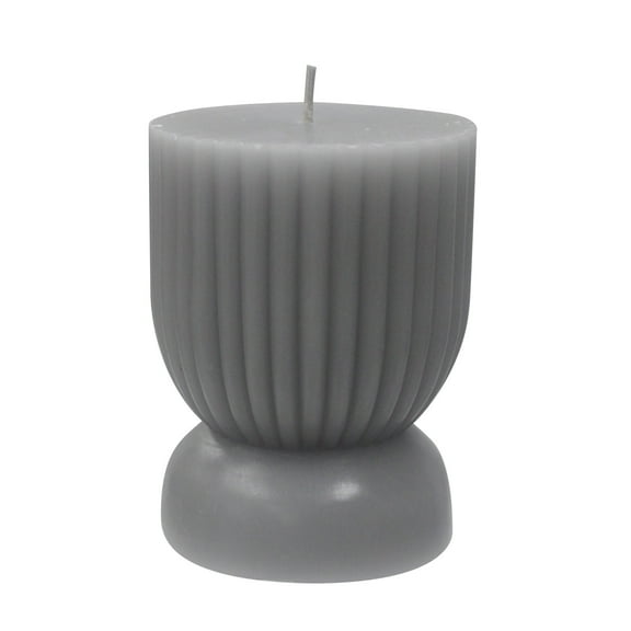Better Homes & Gardens Unscented Ribbed Pillar Candle, 3x4 Inches, Gray