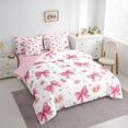 thumbnail image 3 of Castle Fairy Pink Ribbon Bow Girl Bedding Comforter Set 7 Pieces,Floral Cherry Blossom Full Bedding Set Lightweight,Kawaii Flower Sakura Bow Knot Fitted Sheet Flat Sheet,Super Cozy Room Decor, 3 of 8