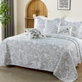 thumbnail image 3 of Home Soft Things 6 Piece Birdsong Printed Quilt Bedspread Set - Grey - Oversized King (122"x106"), 3 of 12