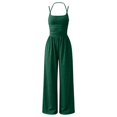 thumbnail image 6 of LEKODE Jumpsuits for Women Casual Wide Leg Pants Rompers with Pockets Halter Jumpsuits for Women Backless Jumpsuit Loose Overalls Ruched Rompers Womens Summer Outfits Green S, 6 of 6