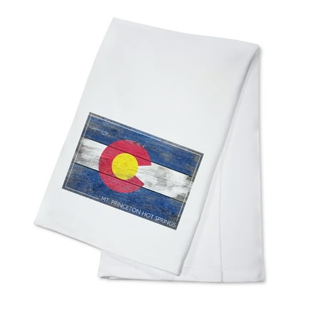 Mt. Princeton Hot Springs, Colorado - Rustic State Flag - Lantern Press Artwork (100% Cotton Kitchen