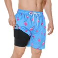 thumbnail image 2 of SURJDE Mens Swim Trunks Quick Dry Mens Board Shorts Bathing Suits Mens Swim Trunks with Compression Liner, 2 of 7