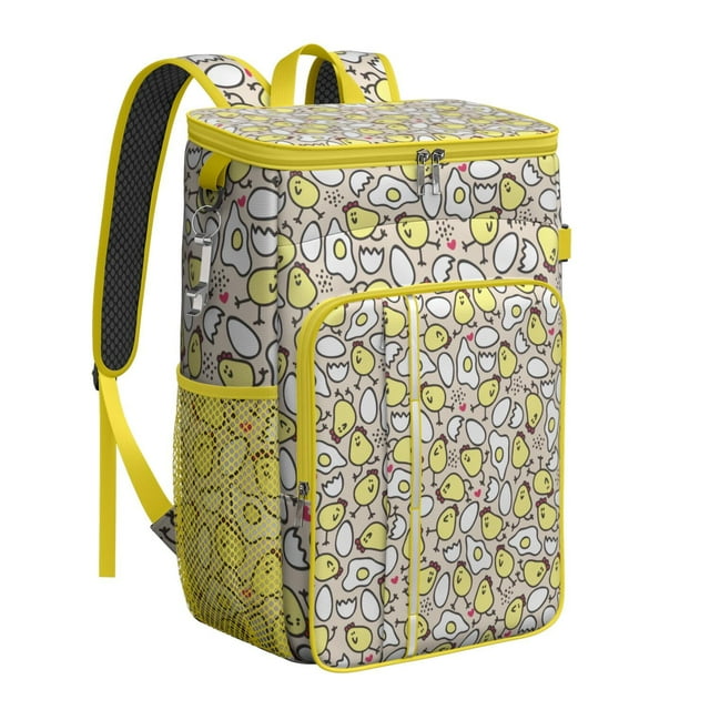 Retro Chicken and Hen Cartoon Backpack Cooler, Rustic Farm Design Insulated Cooler Bag, Leakproof Waterproof Lunch Backpack for Outdoor Lovers and Trips