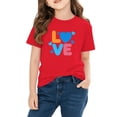 thumbnail image 4 of Blusas y camisas de manga corta con cuello redondo para niños y niñas, camisetas gráficas de manga corta, blusas con estampados bonitos para la temporada escolar., 4 of 9
