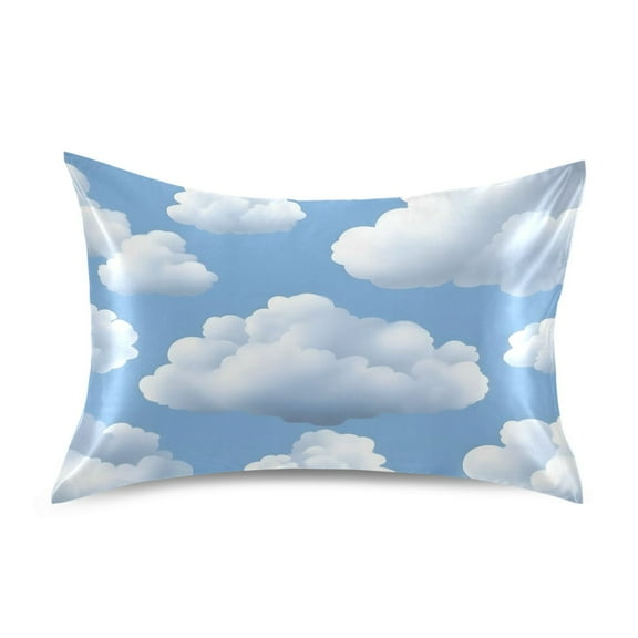 White Clouds and Blue Sky Luxury Silky Soft Pillowcase Standard Size Wrinkle Resistant Envelope Closure 20x26in