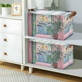 thumbnail image 2 of Yayeee Foldable Storage Basket for Shelves with Handles Set of 2 Waterproof Cloth Bins, Green Window Sea, 2 of 7