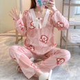thumbnail image 1 of Pijamas de mujer embarazada de primavera y otoño, ropa de lactancia de moda con cuello en V y encaje, ropa de casa de manga larga, más que un traje, 1 of 6