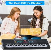 61 Keys Keyboard Piano, Electric Piano with Microphone Built-In Speaker 6 Demo Songs Gift Musical Instrument for Beginners, Teens (Black)
