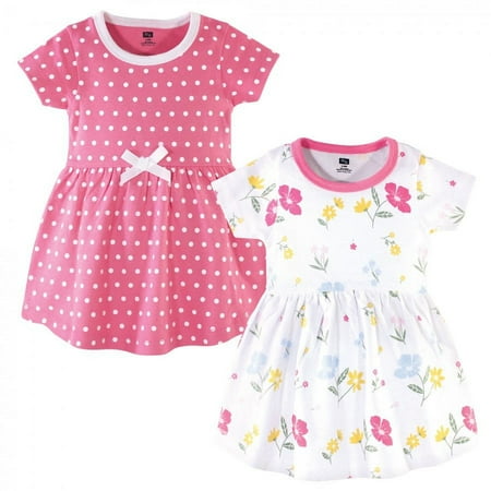 UPC: 0660168598230 | Hudson Baby Infant and Toddler Girl Cotton Short-Sleeve Dresses 2pk Spring Mix 2 Toddler