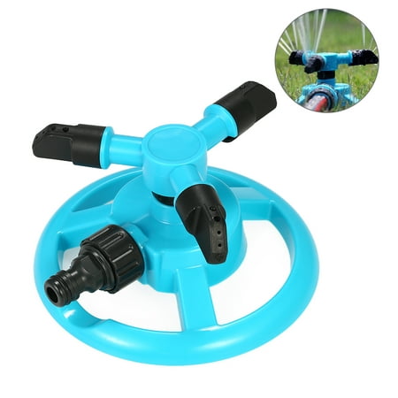 Garden Sprinkler Automatic 360? Rotating Lawn Watering Sprinkler Adjustable Irrigation System with Three Arm Sprayers and Black