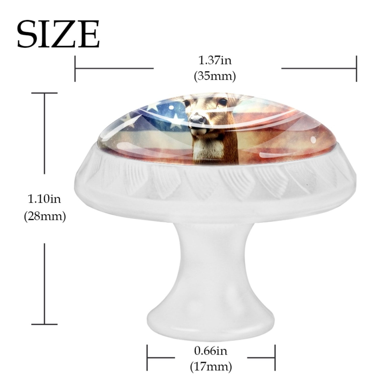 4 Pcs Deer and American Flag Knobs for Kitchen Cabinet Cupboard Dresser Bookcase Drawer Pulls Handles Round Home Decor