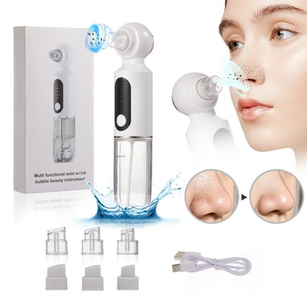 Lictin Blackhead Remover Vacuum, Electric Facial Pore Cleaner with Hot Compress Function, 6 Suction Heads & 3 Levels, Blackhead Acne Extractor Pore Tool for Men and Women