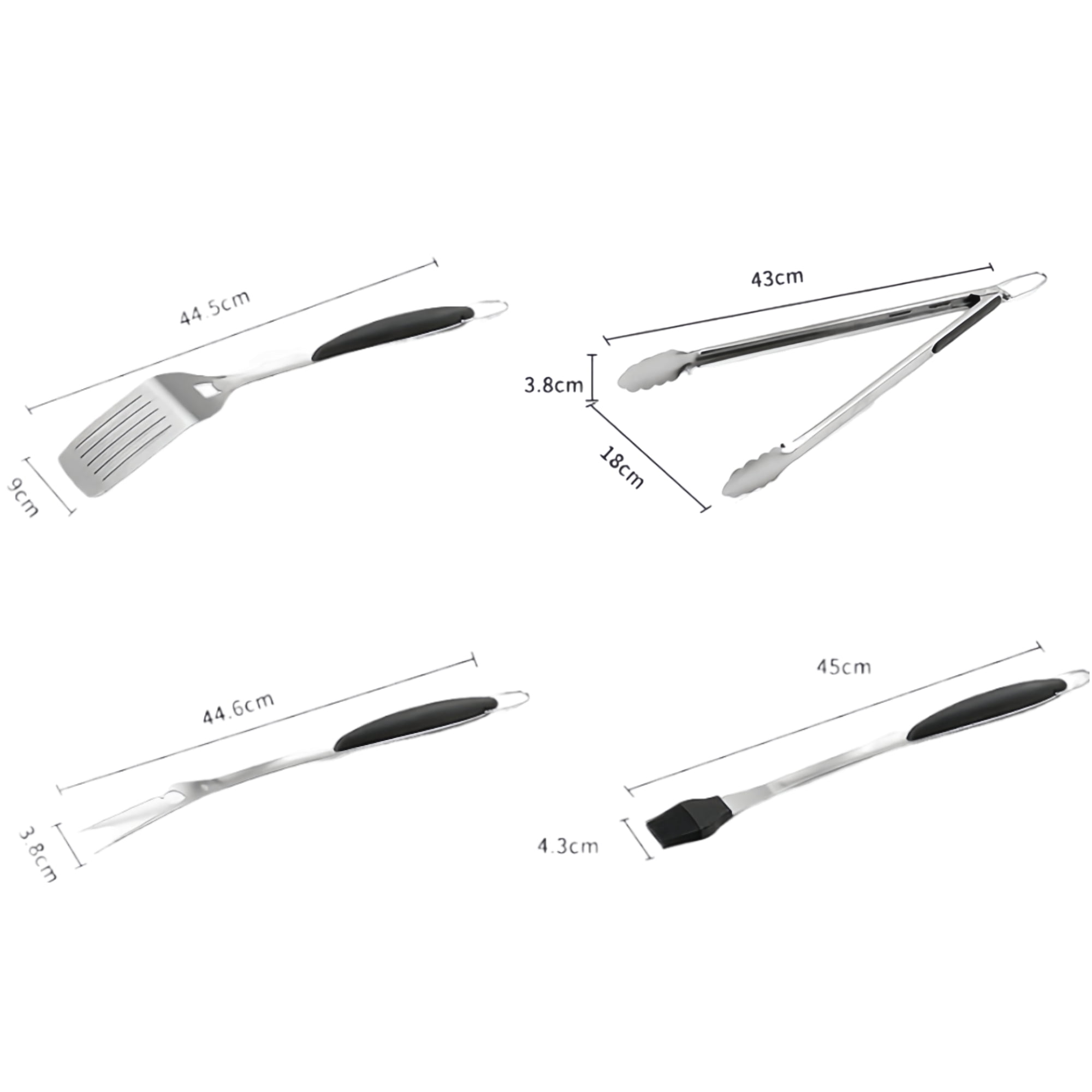 BBQ Tools Grill Tools Set with Grill Tongs, Spatula, Forks, Brush - Stainless Steel Grill Kit Grilling Utensils Set - Perfect BBQ Grill Accessories for Outdoor - Gifts for Dad - 4 PCS