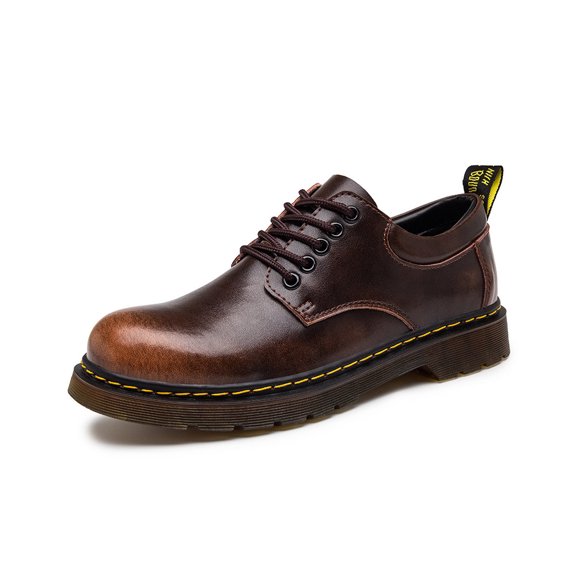 Mens Leather Oxfords Lightweight Lace-up Loafers Casual Business Work Shoes Fashion Formal Shoes Brown 7 US