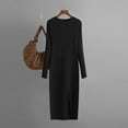 thumbnail image 2 of Diufon Womens Fall Knit Dresses Casual Solid Color Midi Dress Round Neck Long Sleeve Dress, 2 of 4