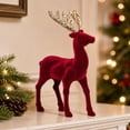thumbnail image 6 of Cififendec Christmas Flocked Reindeer Tabletop Figurine, 8.7" x 5.3", Glitter Antler Decor Statue for Mantel Display, 6 of 6