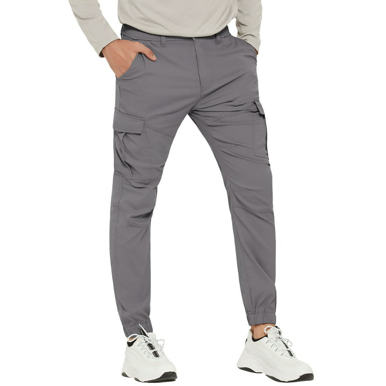 SPECIAL MAGIC Men's Hiking Cargo Pants Slim Fit Stretch Jogger Cycling  Waterproof Outdoor Trousers with Pockets（Grey 38）