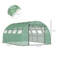 thumbnail image 5 of Outdoor Storage Shed Outsunny 13' x 10' x 6.5' Walk-in Tunnel Greenhouse with 2 Zippered Mesh Doors & 10 Mesh Windows, Upgraded Gardening Plant Hot House with Galvanized Steel Hoops, Green,Small Stor, 5 of 8
