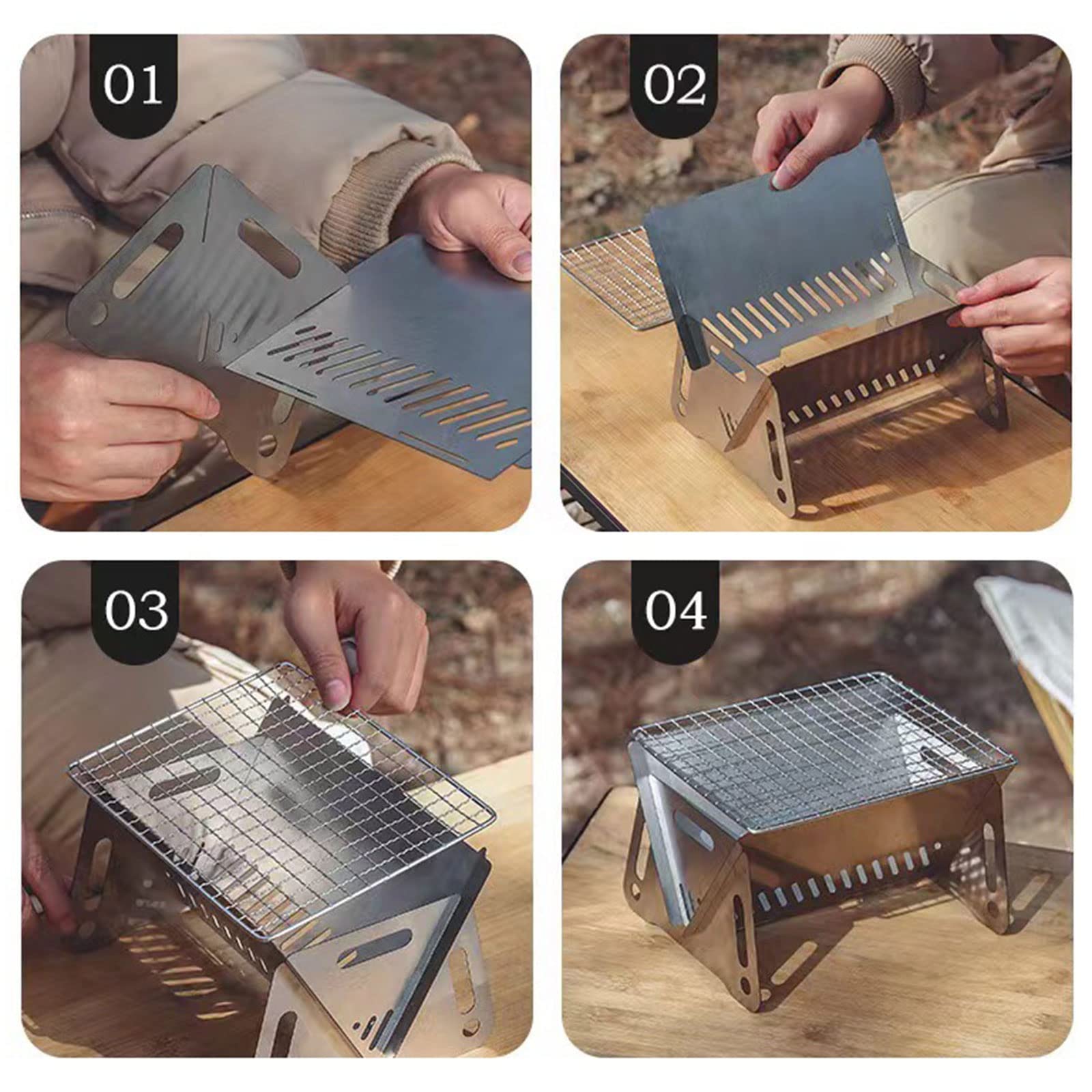 Chak’s Choice Outdoor Portable Folding Wood Burning Camping Stove,Stainless Steel Travel Backpacking Cooking Stove,Assemblable Removable Grill Stove for Camping 8.3"x5.9"x5.1"