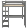 Euroco Full Size Loft Bed with Builtin Desk and Shelves, Gray