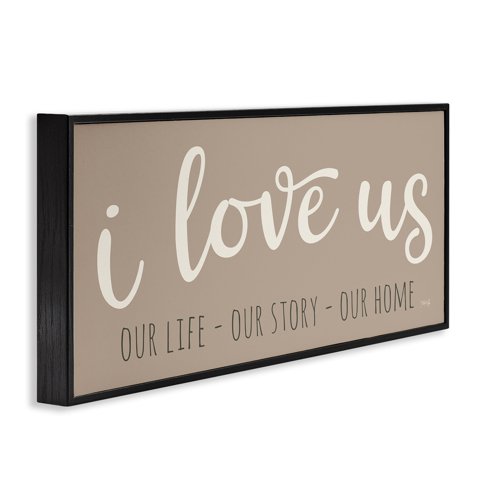 Stupell Industries I Love Us Romantic Typography Painting Black Framed Art Print Wall Art, 24 x 10