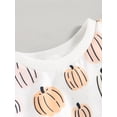 thumbnail image 6 of Wassery Toddler Kids Girls Jumpsuits Sweatshirts Pumpkin Print Contrast Color Long Sleeve Crew Neck Pullovers Bodysuits Spring Fall Casual Clothes Tops 0-4T, 6 of 9