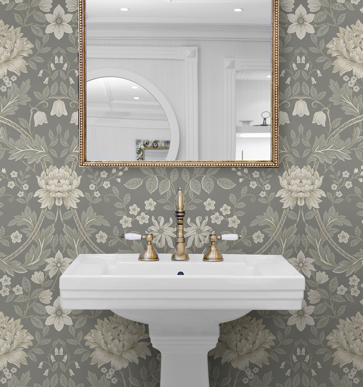 Seabrook Designs Daydream Grey Honeysuckle Floral Prepasted Wallpaper - 20.9 in. W x 33 ft. Roll