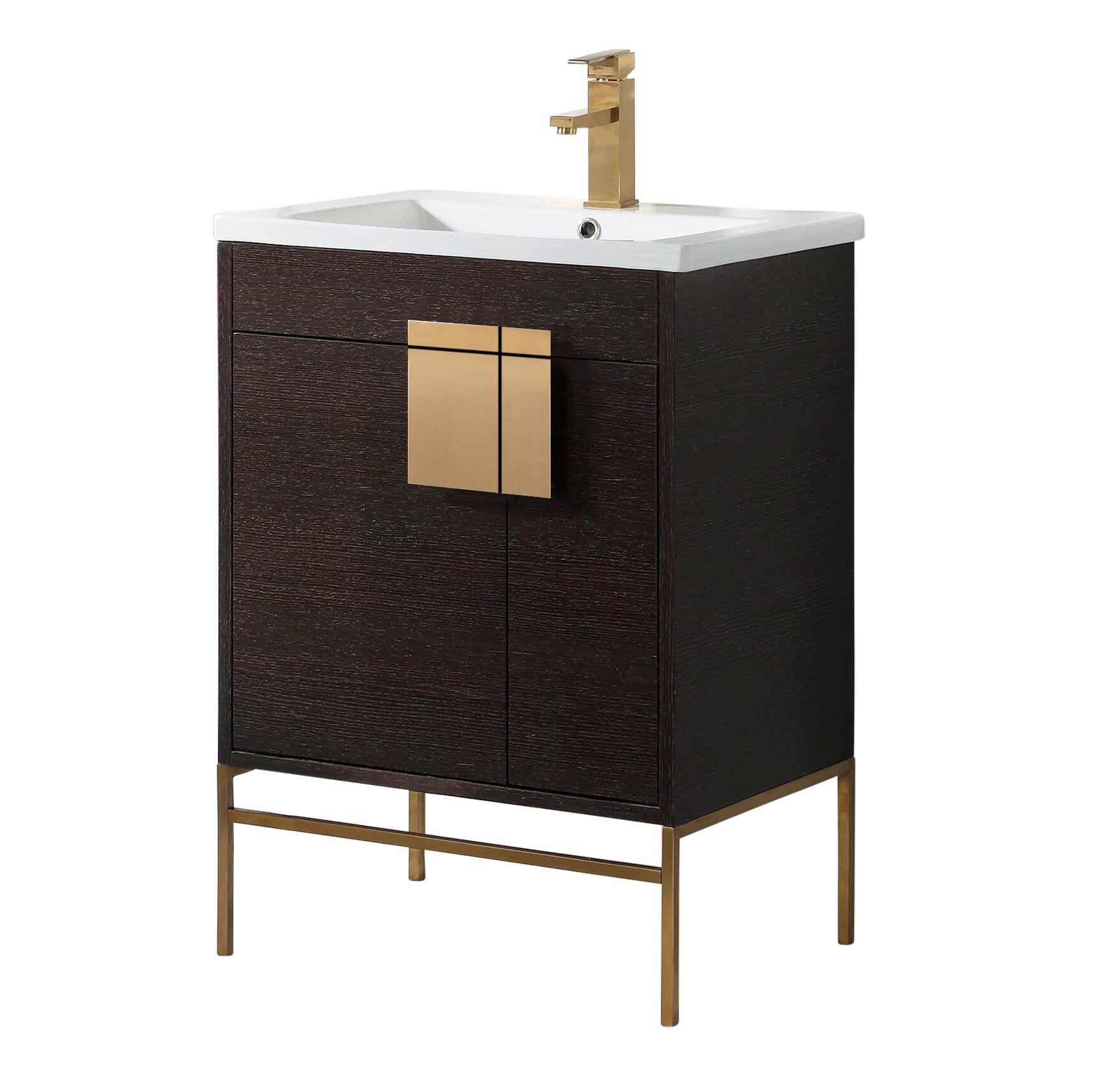 Fine Fixtures Modern Black 24" Bathroom Vanity Set, Satin Brass