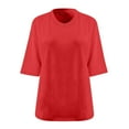 thumbnail image 4 of Womens T-shirts Short Sleeved V-neck Oversized Solid Summer Base Sports T-shirt Red XXL, 4 of 5
