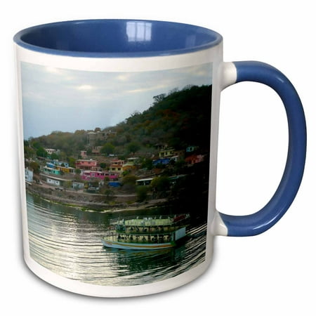 3dRose Colorful Houses line the shores near Mazatlan Mexico - Two Tone Blue Mug,