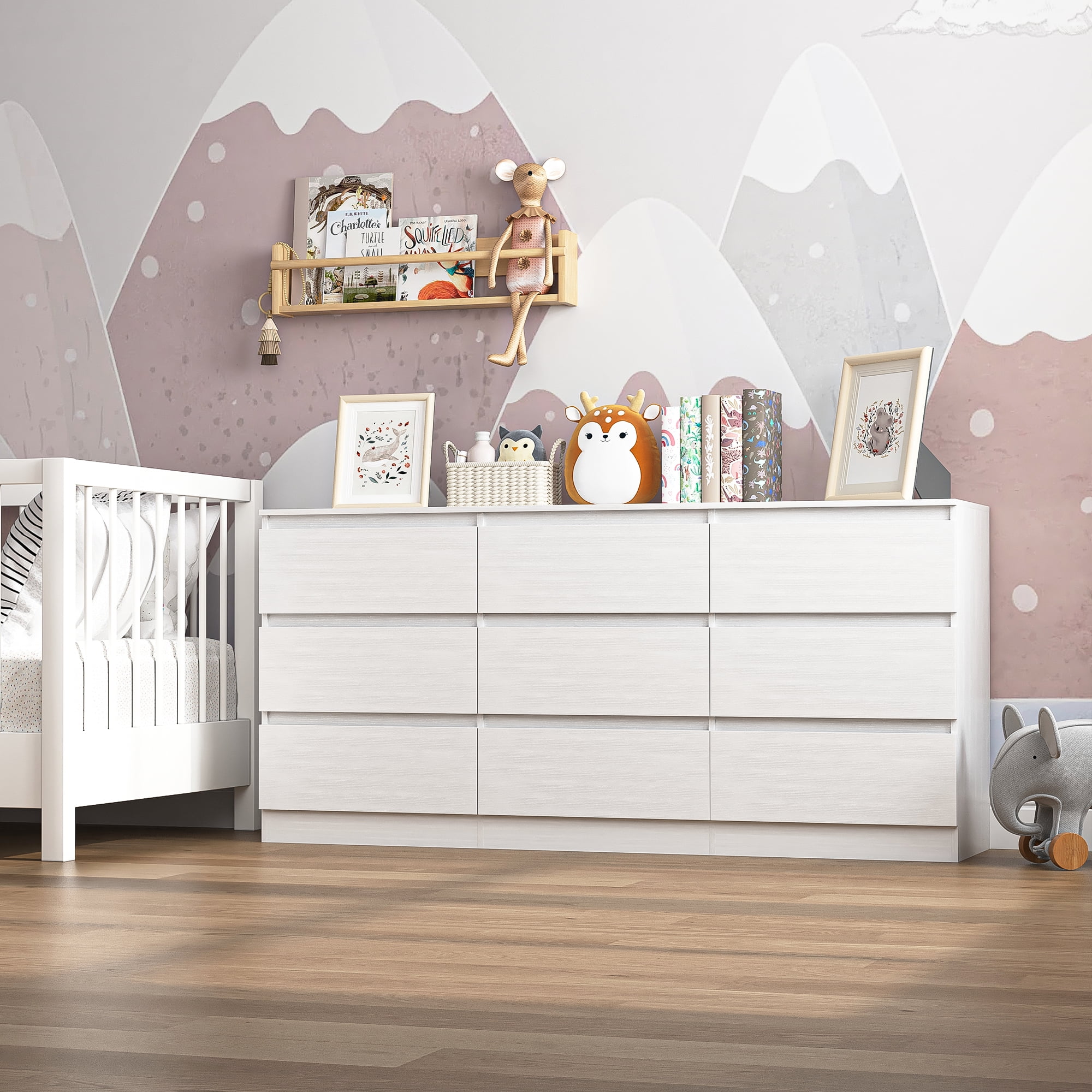 Kadyn White Dresser for Bedroom, 9 Chest of Drawers, Wooden Dressers for Bedroom, Living Room,Hallway Kadyn White Dresser for Bedroom, 9 Chest of Drawers, Wooden Dressers for Bedroom, Living Room,Hallway