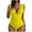 Yellow, variant on Summer One Piece Swimsuit for Women Tummy Control with Chest Cushion No Underwire Full Coverage Deep V-Neck Swimwear Bikini for Women Beach Fashion