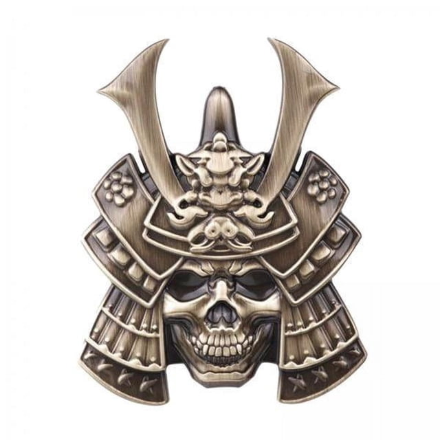 2x3D Samurai Máscara SUV Coche Pegatina Tronco Vasos Insignia Calcomanía Bronce Calavera Sunnimix japonés pegatinas
