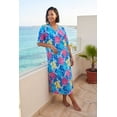 thumbnail image 5 of Dreams & Co. Plus Size V-Neck Short Sleeve Midi Cotton Sleep Shirt, 5 of 6