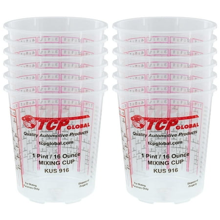 

Custom Shop/TCP Global - Pack of 12 - Mix Cups - Pint size - 16 ounce Volume Paint and Epoxy Mixing Cups - Mixing Ratios