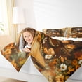 thumbnail image 4 of Feelyou 3D Brown Dachshund Queen Comforter Set, Rustic Groovy Floral Bedding Sets, Kawaii Dog Animal Reversible Bedding Comforter Set, Super Cozy Room Decor, 3 Pieces, 4 of 8