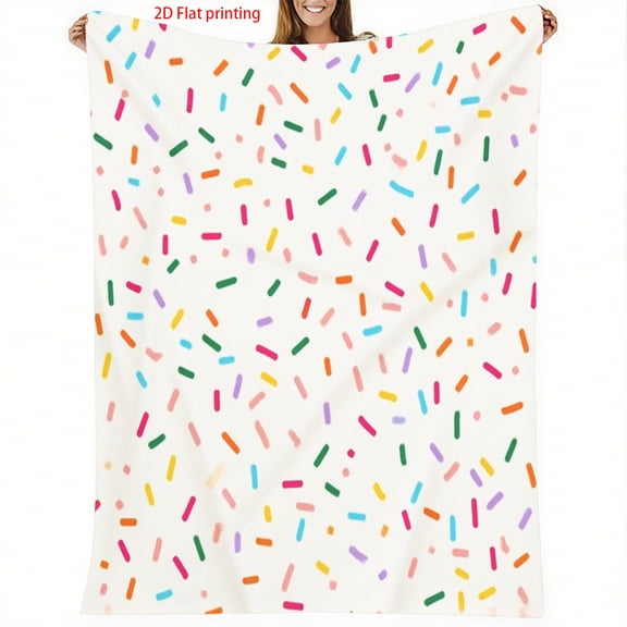 Soft Cozy 2D Sprinkle Soft Cozy 1pc Flannel Blanket 2D Colorful Sprinkle Pattern for Bedroom Sofa Office Camping & Travel – Versatile All Season Gift Throw 2D Flat