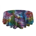 thumbnail image 5 of Colorful Tropical Leaf Pattern Round Tablecloth 60"x60",Wrinkle Wipeable Table Cloth for Kitchen Dining Room Picnic Patio Party, 5 of 6