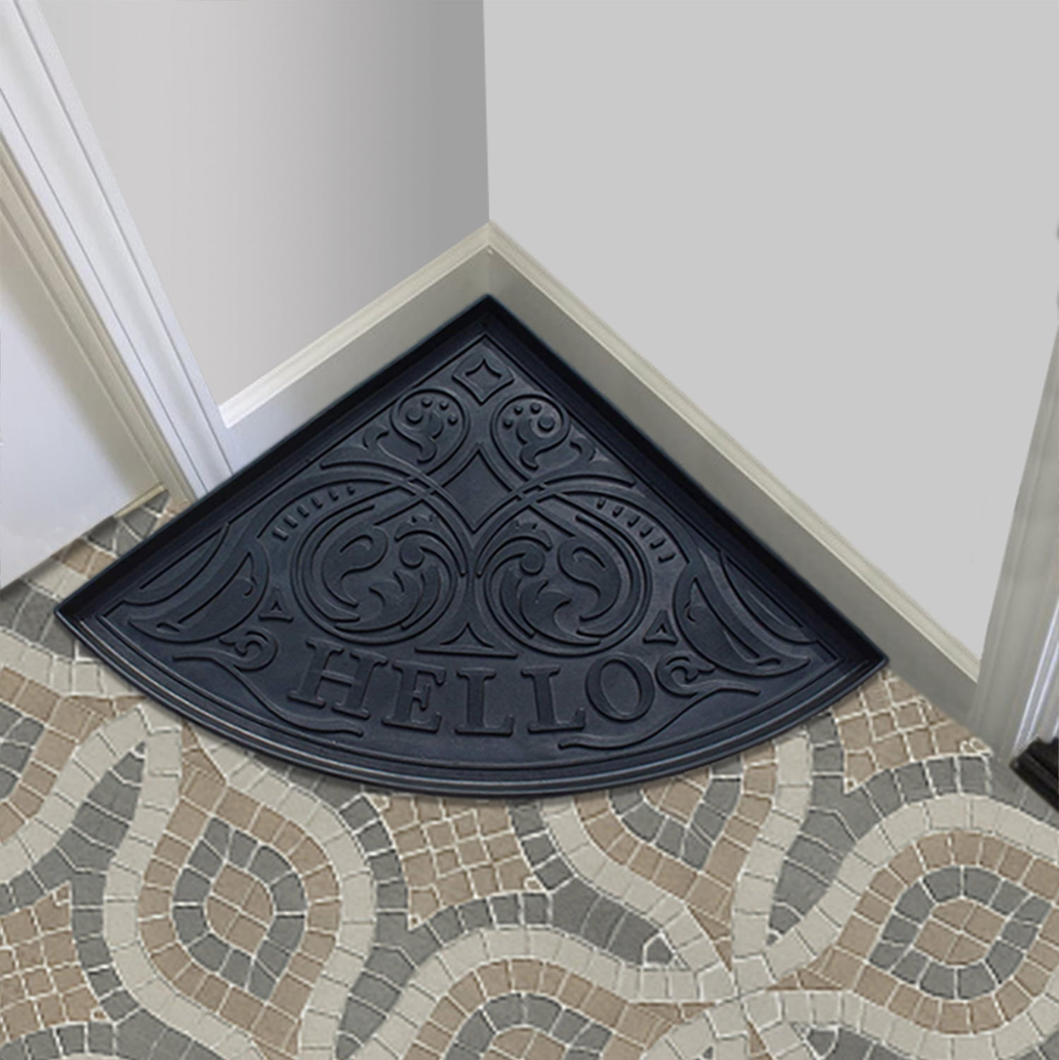 Hello Triangle Heavy Boot Tray-Water Resistant Rubber Utility Shoe Mat 21.6"x21.6" for Indoor and Outdoor Use in All Seasons Multi-Purpose Boot Tray Mat for Entryways