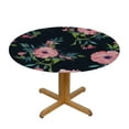 thumbnail image 3 of RUIYC Navy Blue Coral Round Tablecloth Flora Elastic Table Cloth Waterproof Oil-Proof Table Cover Watercolor Fits up Diameter Tables, 3 of 7